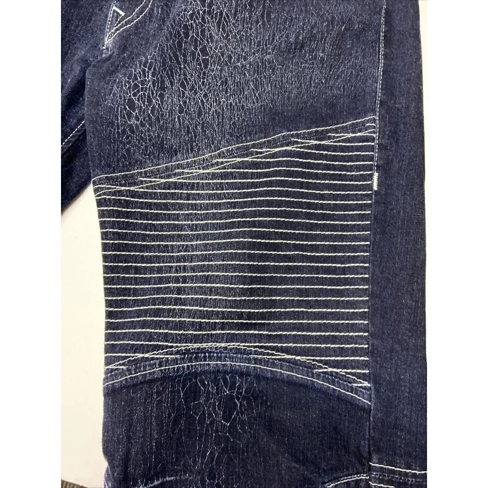 True Religion Men 38 Moto Skinny Run Stitch Denim‎